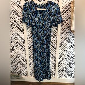 Floral Black and Blue Maxi Dress